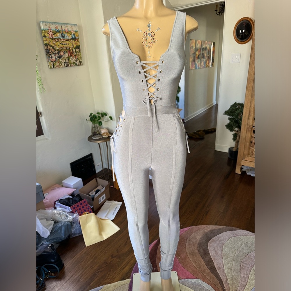 NWOT grey form fitted jumpsuit size S